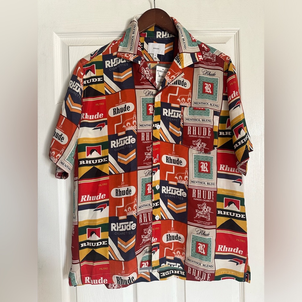 Rhude Cigarette Print Silk Shirt